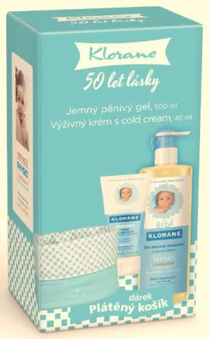 Klorane Bebe Sanft schäumendes Gel 500 ml + Pflegecreme mit Kaltcreme 40 ml + Korb