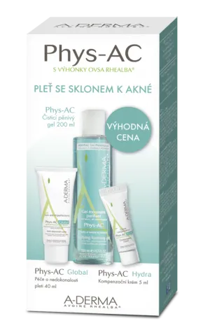 A-Derma Phys-AC Reinigungsschaumgel 200 ml + Phys-AC Global 40 ml + Phys-AC Hydra 5 ml