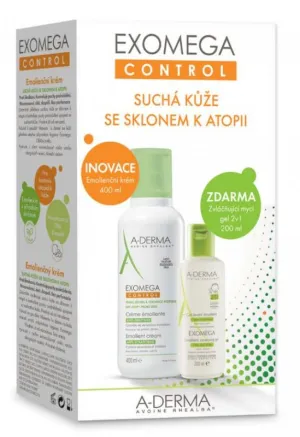 A-Derma Exomega Control Weichmachende Creme 400 ml + Weichmachendes Waschgel 2in1 200 ml