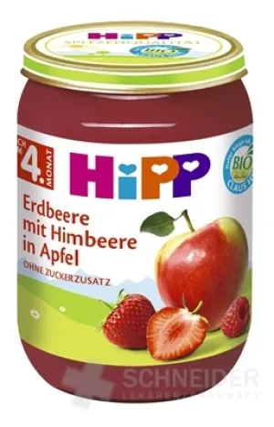 HiPP Beilage BIO Äpfel mit Erdbeeren, Himbeeren