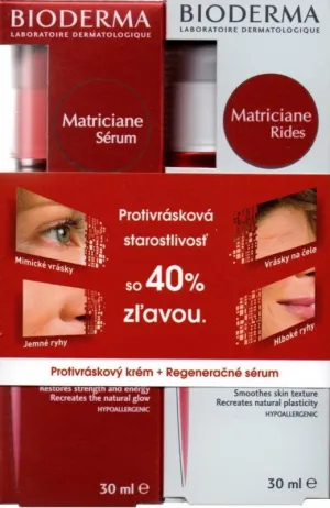 Bioderma Matriciane Rides-Creme mit stark feuchtigkeitsspendender Anti-Falten-Wirkung + regenerierendes und verjüngendes Matriciane-Serum 