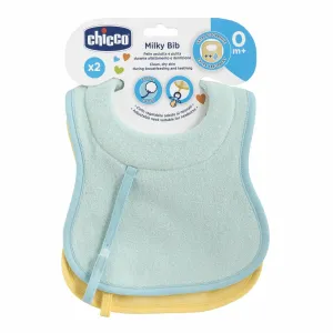 Chicco Lätzchen mit Schnullerschnur, 2 Stück, blau/gelb, 0m+
