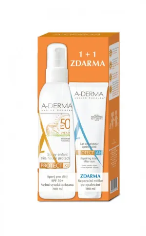 A-Derma Protect Spray für Kinder SPF 50+ 200 ml + Reparaturmilch nach dem Bräunen 100 ml